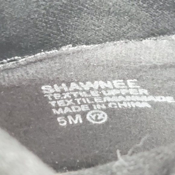 POP Black Faux Suede Stacked Look Heel Shawnee Peep Toe Ankle Bootie Size 5M - Picture 10 of 12